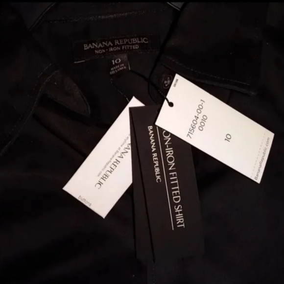 BANANA REPUBLIC Non-Iron Fitted Dress Shirt Long-Sleeved Button Size 10 - Picture 4 of 12